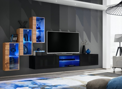 Living room furniture new Wall unit 210 cm 3x wall cabinet Furnishings luxury wall shelves